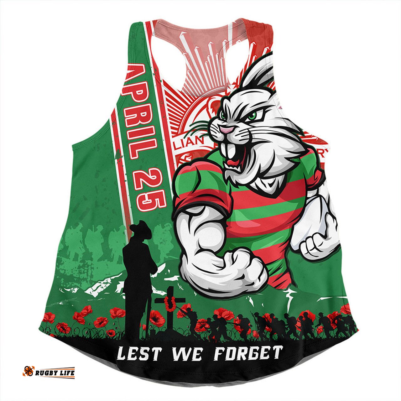 Amazing Aussie South Sydney Rabbitohs Anzac Day Lest We Forget Strong Fighting Spirit Women Tank Top