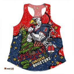 Amazing Aussie Sydney Roosters Christmas Custom Let's Get Lit Chrisse Pressie Women Tank Top