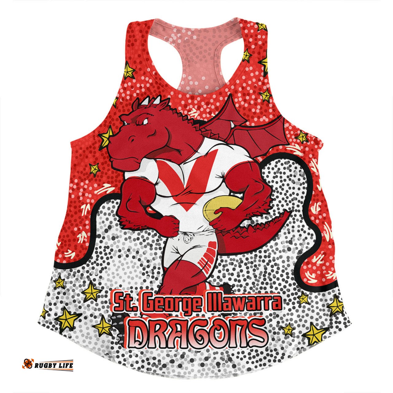 Amazing Aussie St. George Illawarra Dragons Custom Team With Dot And Star Patterns For Tough Fan Women Tank Top