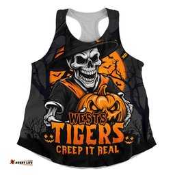 Amazing Aussie Wests Tigers Dark Moon Rugby Halloween Battle Edition Women Tank Top