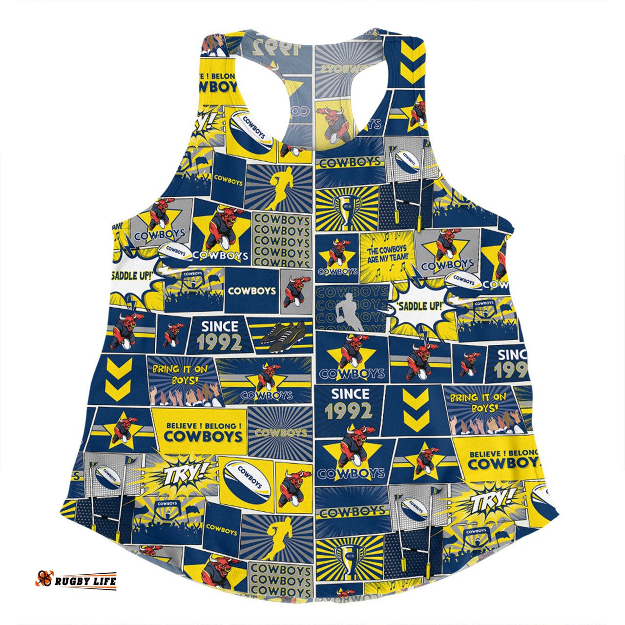 Amazing Aussie North Queensland Cowboys Team Of Us Die Hard Fan Supporters Comic Style Women Tank Top