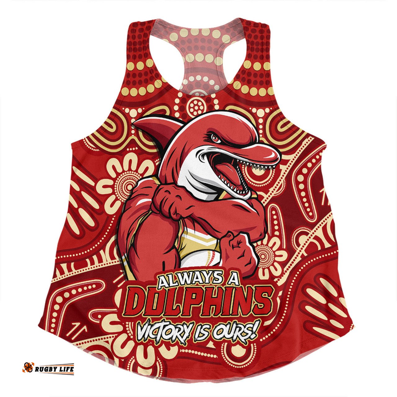 Amazing Aussie Redcliffe Dolphins Aboriginal Inspired Tough Fan Rugby For Life Women Tank Top