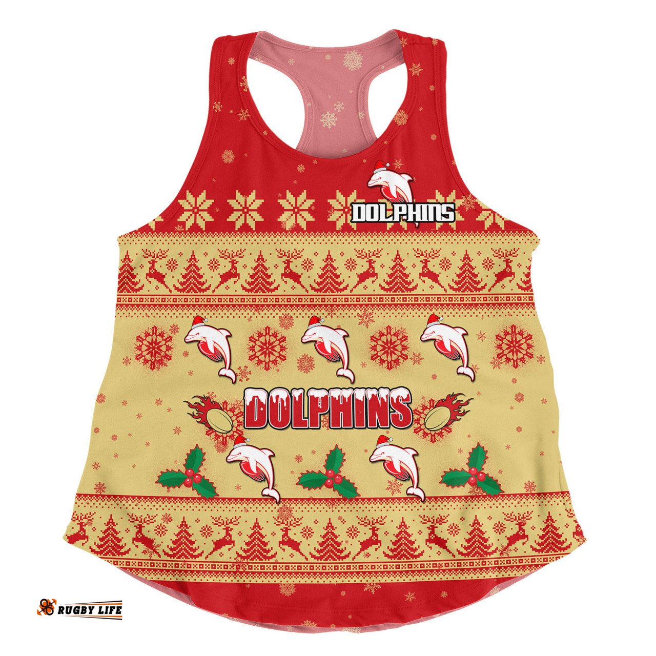 Amazing Aussie Redcliffe Dolphins Christmas Custom Special Ugly Christmas Women Tank Top