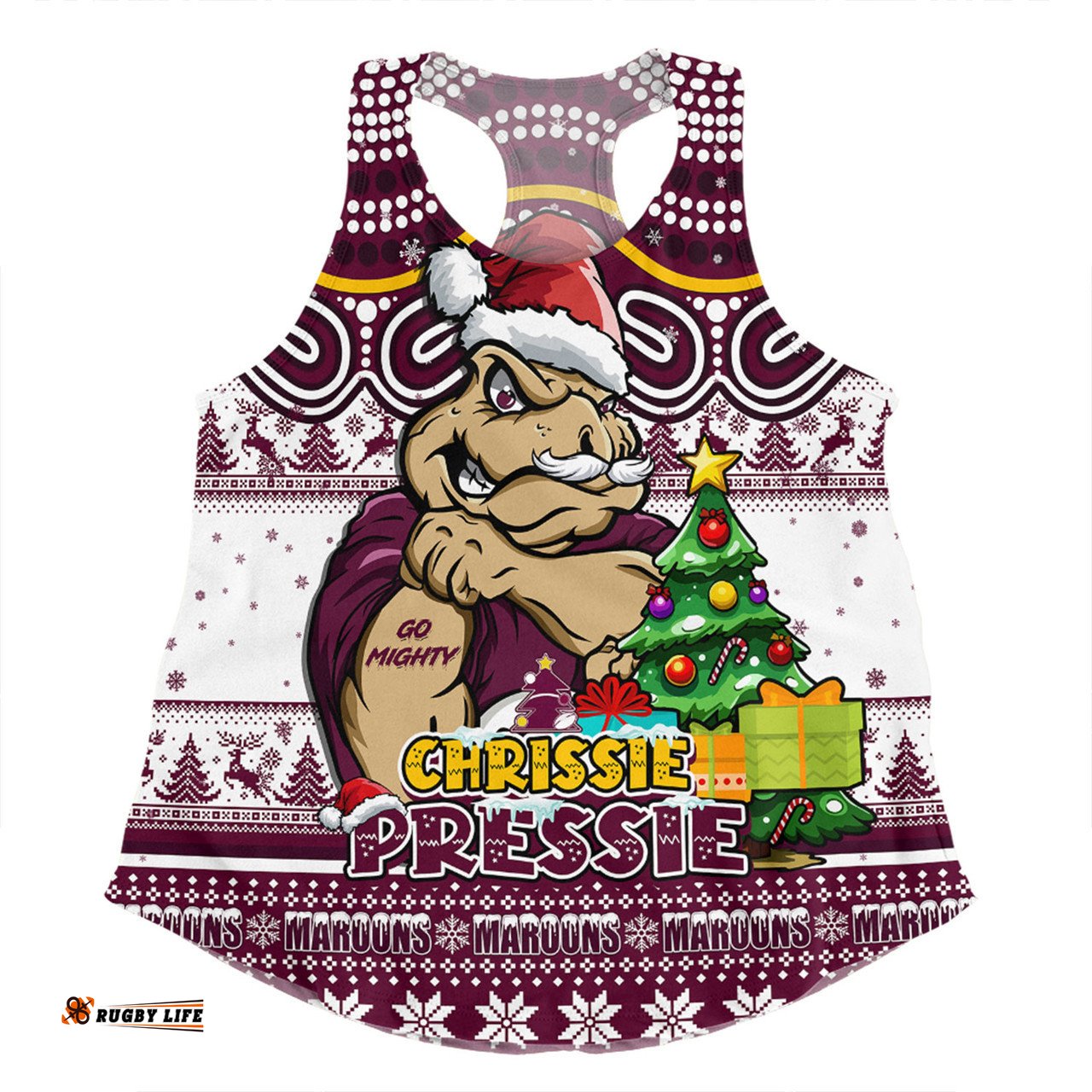 Amazing Aussie Queensland Maroons Aussie Ugly Christmas For Die Hard Fan Supporters Women Tank Top