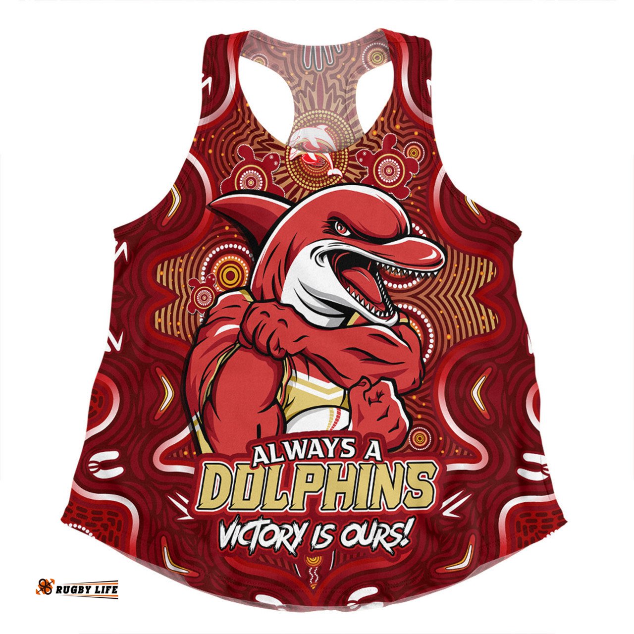 Amazing Aussie Redcliffe Dolphins Aboriginal Pattern Inspired Victory Is Ours Women Tank Top