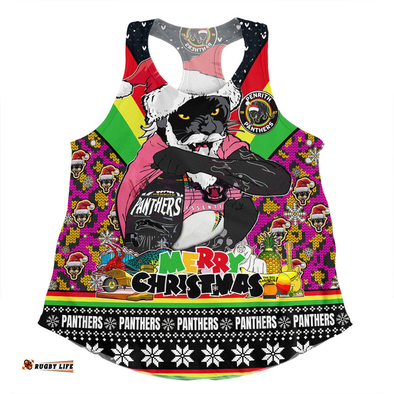 Amazing Aussie Penrith Panthers Christmas Custom Penrith Panthers Santa Aussie Big Things Christmas Women Tank Top