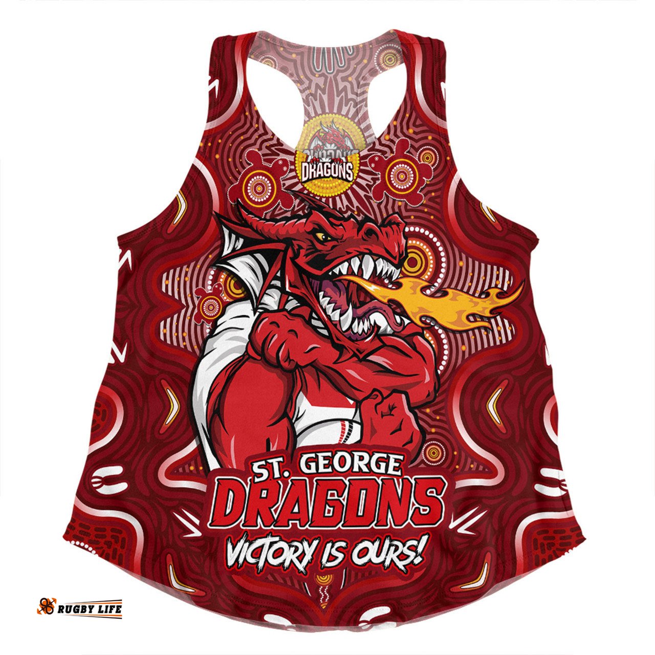 Amazing Aussie St. George Illawarra Dragons Aboriginal Pattern Inspired Victory Is Ours Women Tank Top
