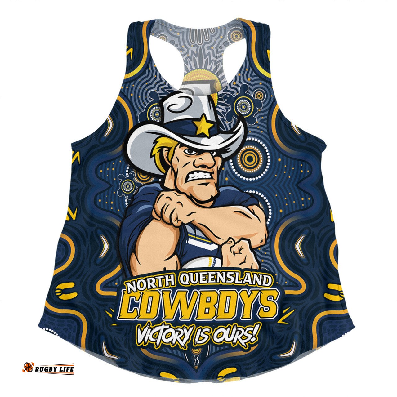 Amazing Aussie North Queensland Cowboys Aboriginal Pattern Inspired Victory Is Ours Women Tank Top