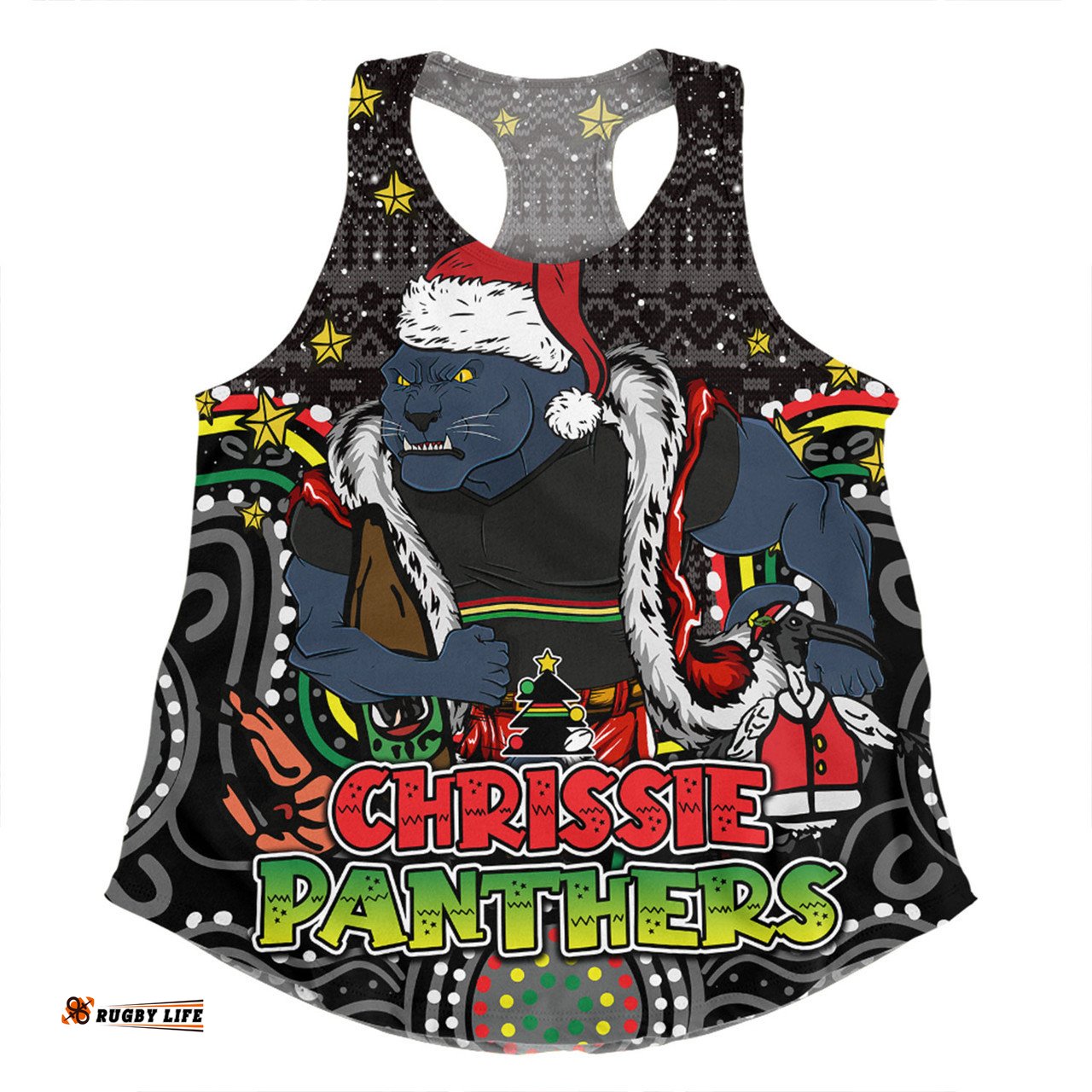 Amazing Aussie Penrith Panthers Christmas Custom Christmas Knit Patterns Vintage Jersey Ugly Women Tank Top
