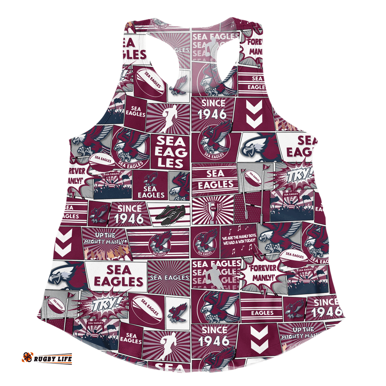 Amazing Aussie Manly Warringah Sea Eagles Team Of Us Die Hard Fan Supporters Comic Style Women Tank Top