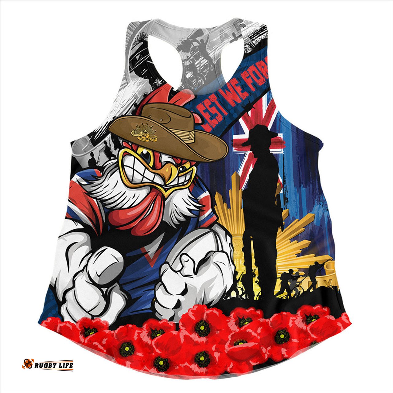 Amazing Aussie Sydney Roosters United In Spirit Anzac Day Tribute Women Tank Top