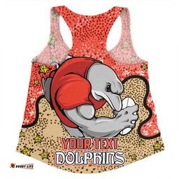 Amazing Aussie Redcliffe Dolphins Custom Team With Dot And Star Patterns For Tough Fan Women Tank Top