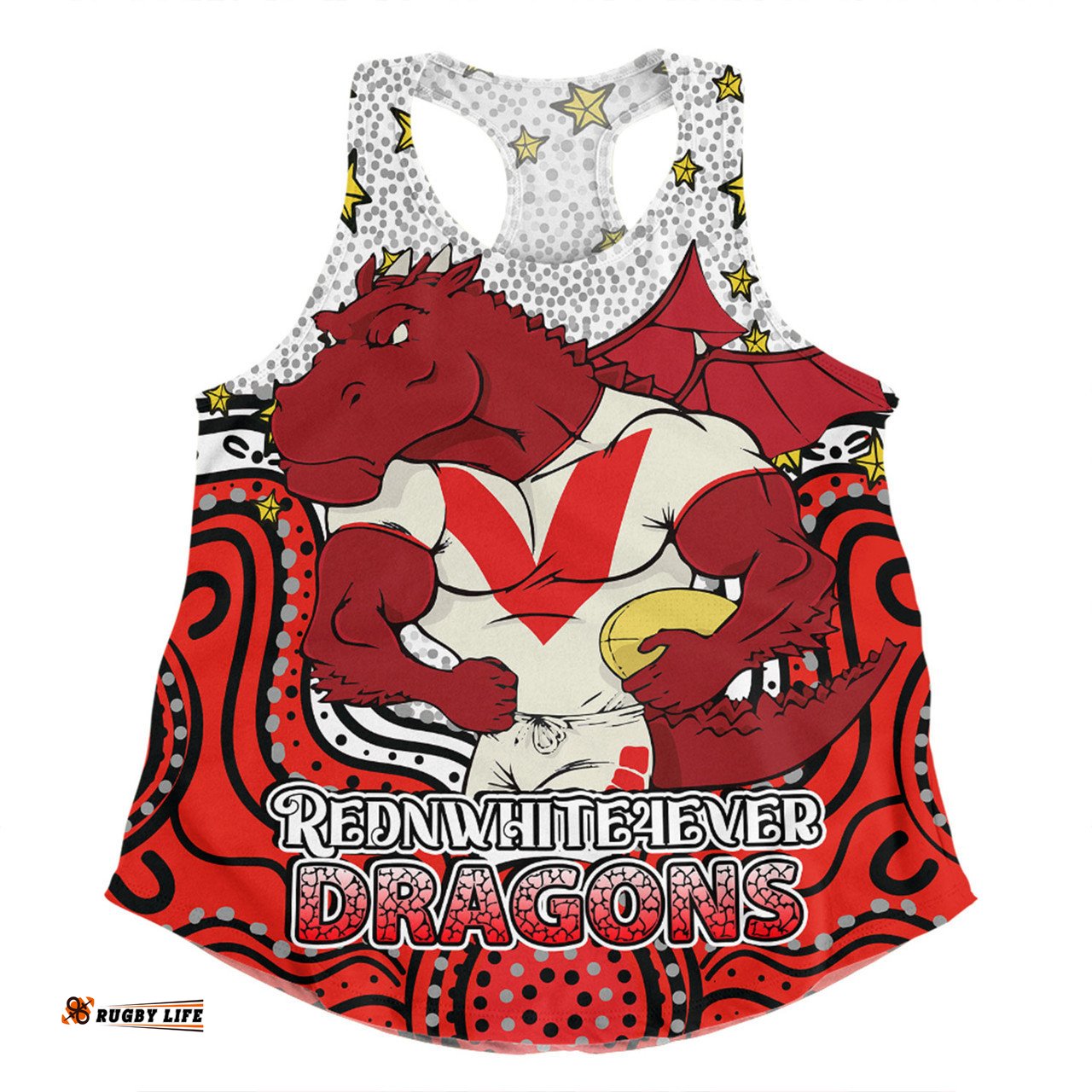 Amazing Aussie St. George Illawarra Dragons Custom Custom With Aboriginal Inspired Style Of Dot Painting Patterns  Women Tank Top
