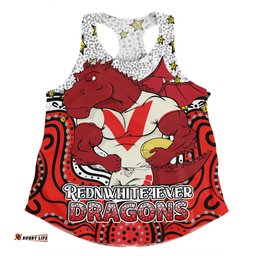 Amazing Aussie St. George Illawarra Dragons Custom Custom With Aboriginal Inspired Style Of Dot Painting Patterns  Women Tank Top