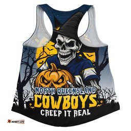 Amazing Aussie North Queensland Cowboys Dark Moon Rugby Halloween Battle Edition Women Tank Top