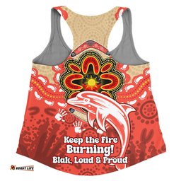 Amazing Aussie Redcliffe Dolphins Aboriginal Inspired Naidoc Symbol Pattern Women Tank Top