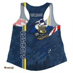 Amazing Aussie North Queensland Cowboys Happy Australia Day Flag Scratch Style Women Tank Top