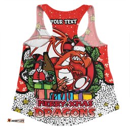 Amazing Aussie St. George Illawarra Dragons Christmas Custom Merry Christmas Our Beloved Team With Aboriginal Dot Art Pattern Women Tank Top