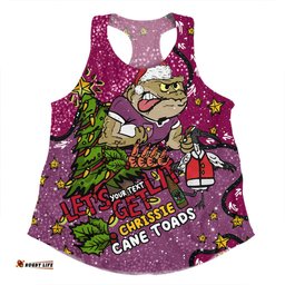 Amazing Aussie Queensland Cane Toads Christmas Custom Let's Get Lit Chrisse Pressie Women Tank Top