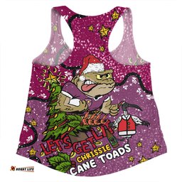Amazing Aussie Queensland Cane Toads Christmas Custom Let's Get Lit Chrisse Pressie Women Tank Top