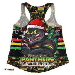 Amazing Aussie Penrith Panthers Merry Ugly Christmas Comic Style Women Tank Top