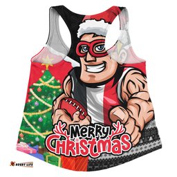 Amazing Aussie St Kilda Santa Scoring Touchdown On Christmas Game Day Women Tank Top