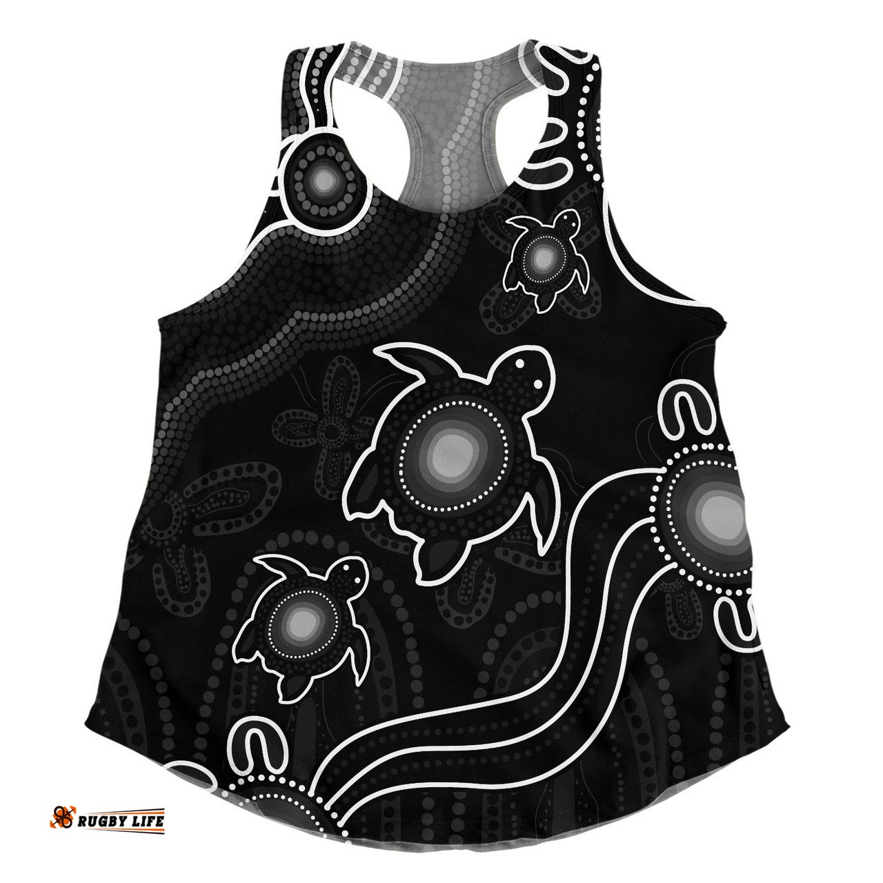 Amazing Aussie Australia Aboriginal Turtle Dreaming Journey Featuring Dot Art Black Women Tank Top
