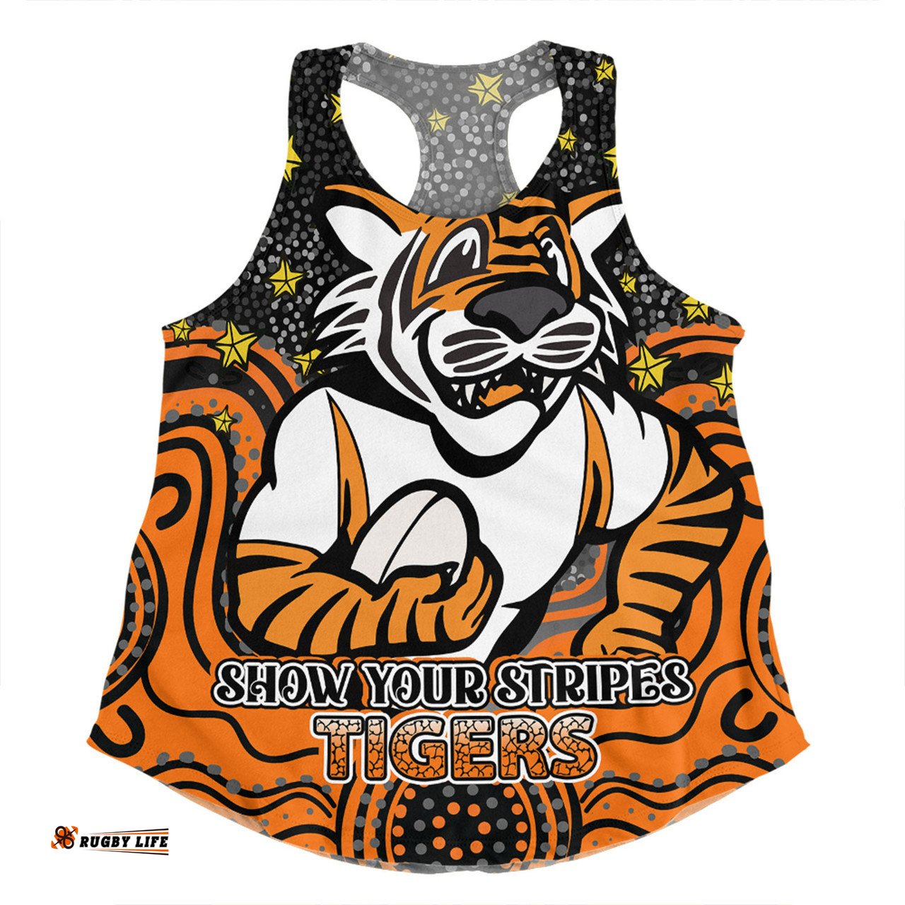 Amazing Aussie Wests Tigers Custom Custom With Aboriginal Inspired Style Of Dot Painting Patterns  Women Tank Top