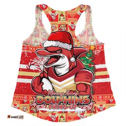 Amazing Aussie Redcliffe Dolphins Merry Ugly Christmas Comic Style Women Tank Top