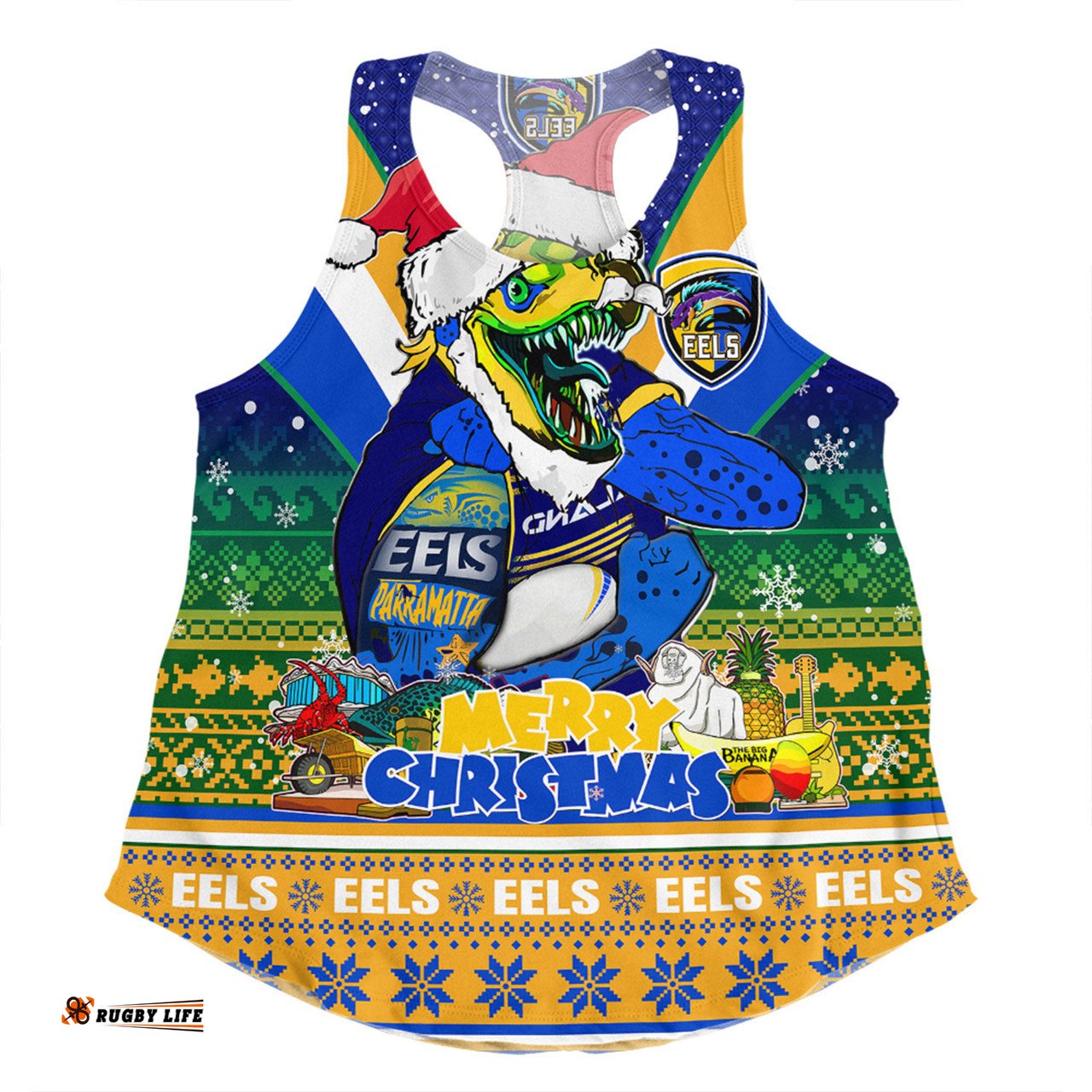 Amazing Aussie Parramatta Eels Christmas Custom Parramatta Eels Santa Aussie Big Things Christmas Women Tank Top