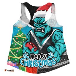 Amazing Aussie Port Adelaide Santa Scoring Touchdown On Christmas Game Day Women Tank Top