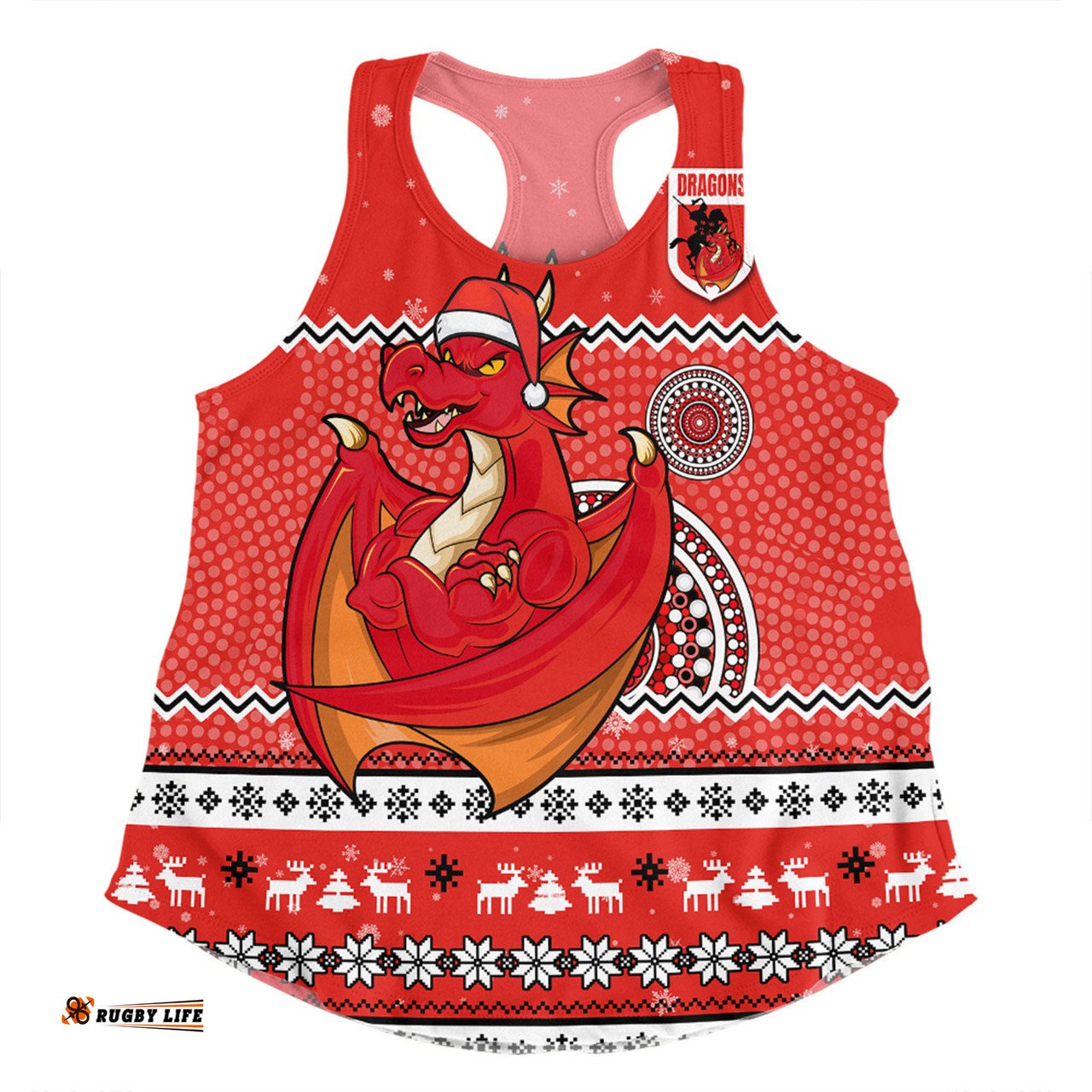 Amazing Aussie St. George Illawarra Dragons Christmas Custom Ugly Xmas And Aboriginal Patterns For Die Hard Fan Women Tank Top