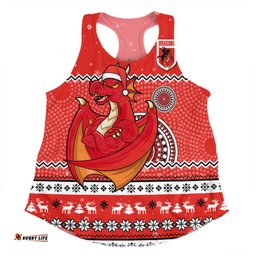 Amazing Aussie St. George Illawarra Dragons Christmas Custom Ugly Xmas And Aboriginal Patterns For Die Hard Fan Women Tank Top