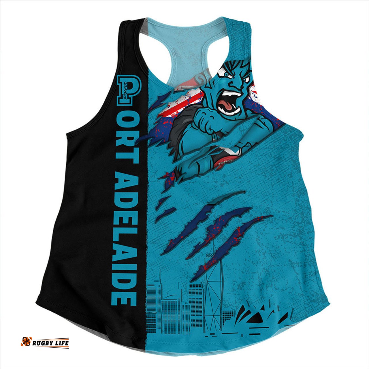 Amazing Aussie Port Adelaide Burning Passion Of Power Scratch Style Women Tank Top