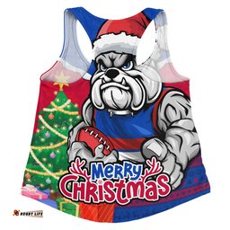 Amazing Aussie Western Bulldogs Santa Scoring Touchdown On Christmas Game Day Women Tank Top
