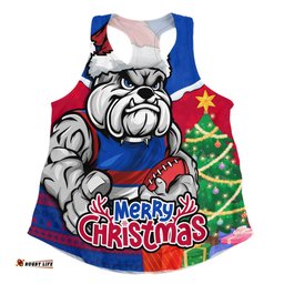 Amazing Aussie Western Bulldogs Santa Scoring Touchdown On Christmas Game Day Women Tank Top