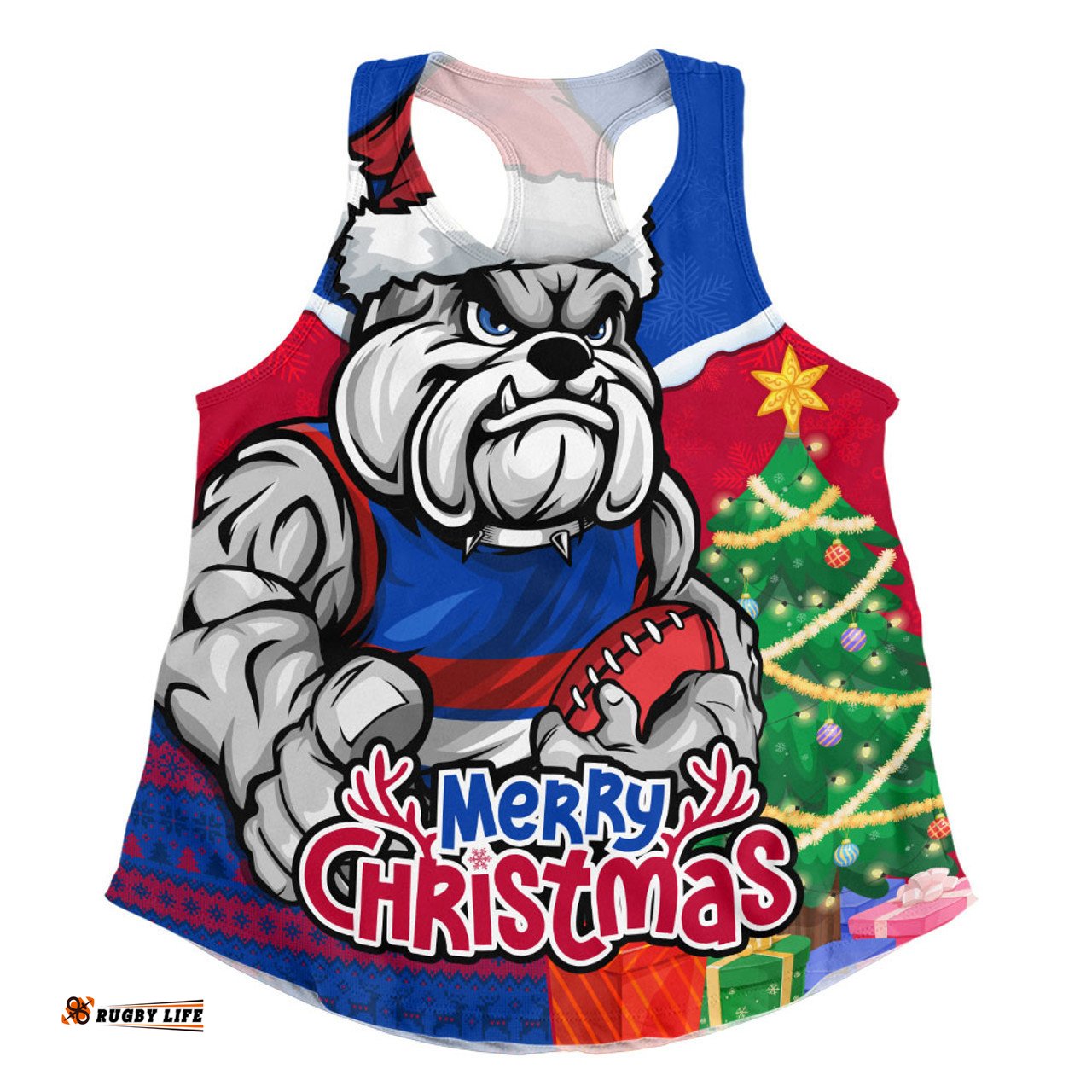 Amazing Aussie Western Bulldogs Santa Scoring Touchdown On Christmas Game Day Women Tank Top
