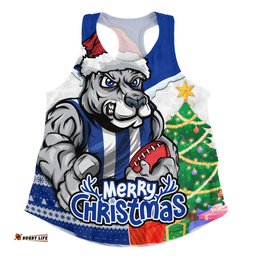 Amazing Aussie North Melbourne Santa Scoring Touchdown On Christmas Game Day Women Tank Top