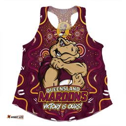 Amazing Aussie Queensland Maroons Aboriginal Pattern Inspired Victory Is Ours Women Tank Top