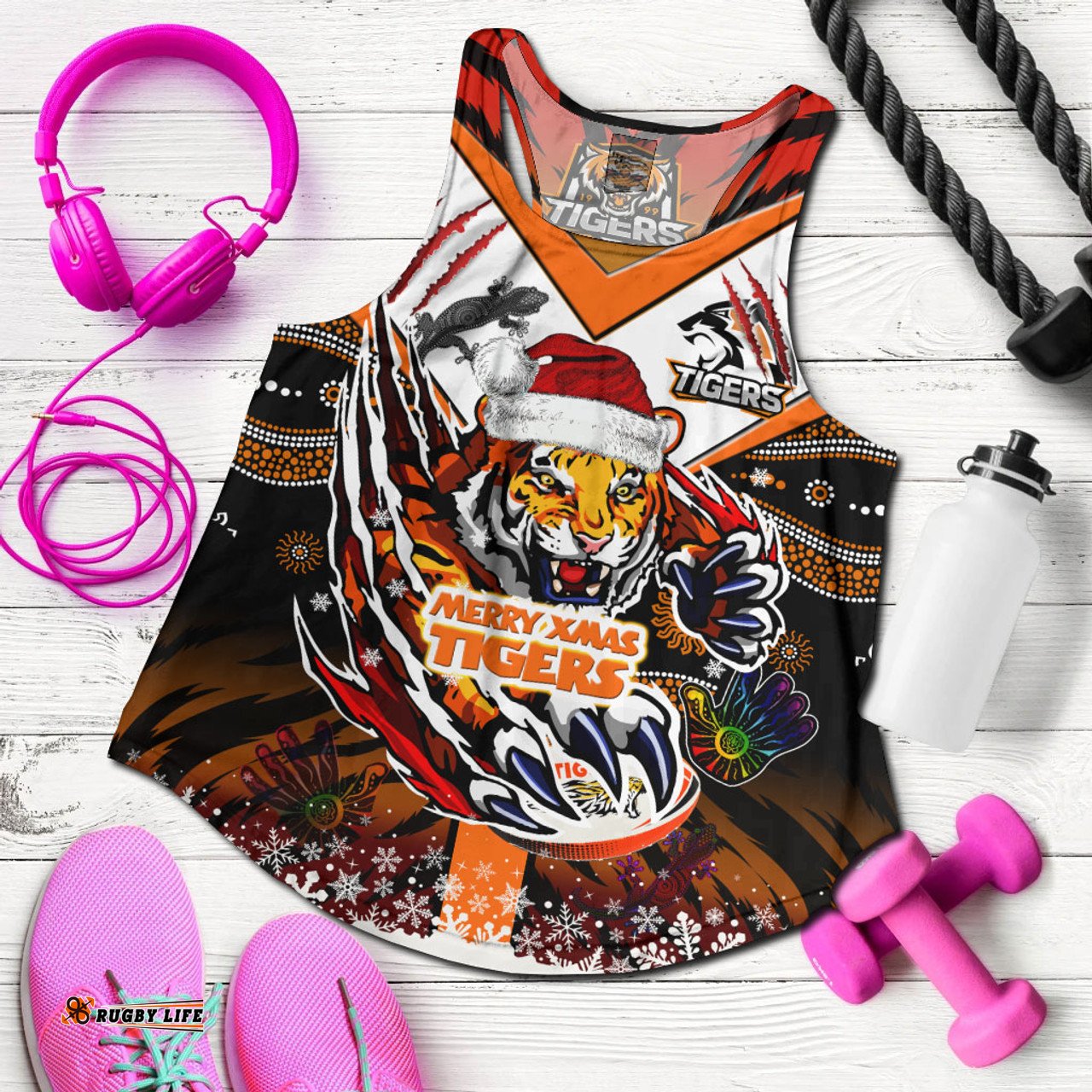 Amazing Aussie Australia Tigers Christmas Merry Tigers Christmas Indigenous Women Tank Top