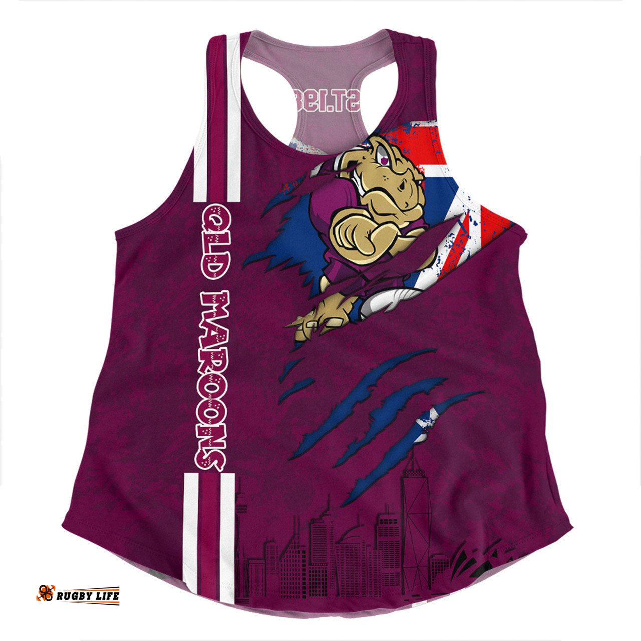 Amazing Aussie Queensland Maroons Happy Australia Day Flag Scratch Style Women Tank Top