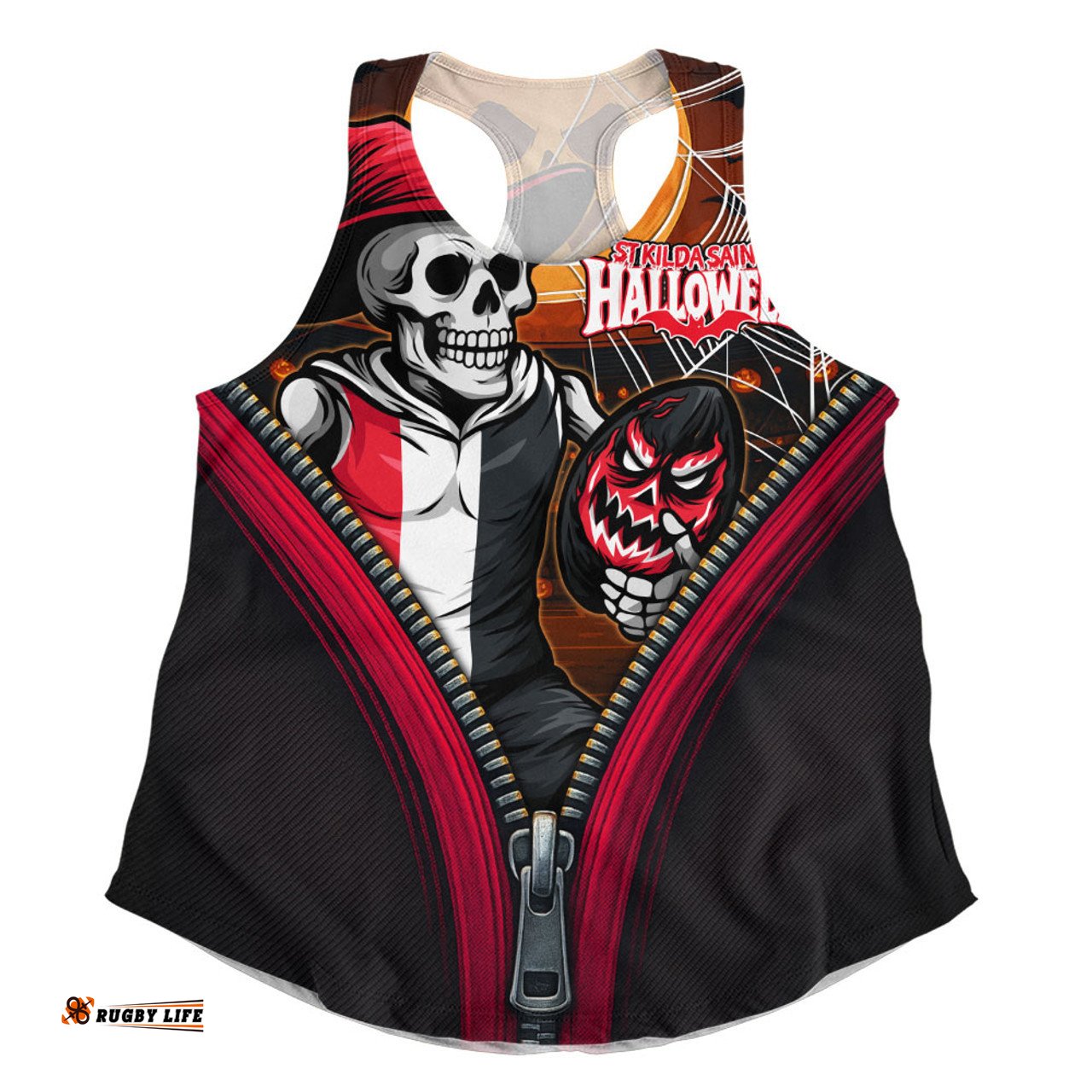 Amazing Aussie St Kilda Halloween Night Reaper Zipper Women Tank Top