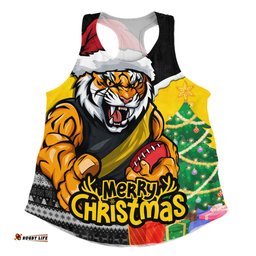 Amazing Aussie Richmond Santa Scoring Touchdown On Christmas Game Day Women Tank Top