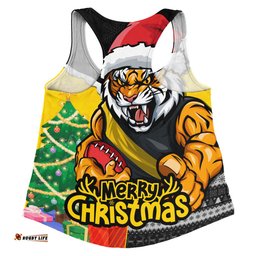 Amazing Aussie Richmond Santa Scoring Touchdown On Christmas Game Day Women Tank Top