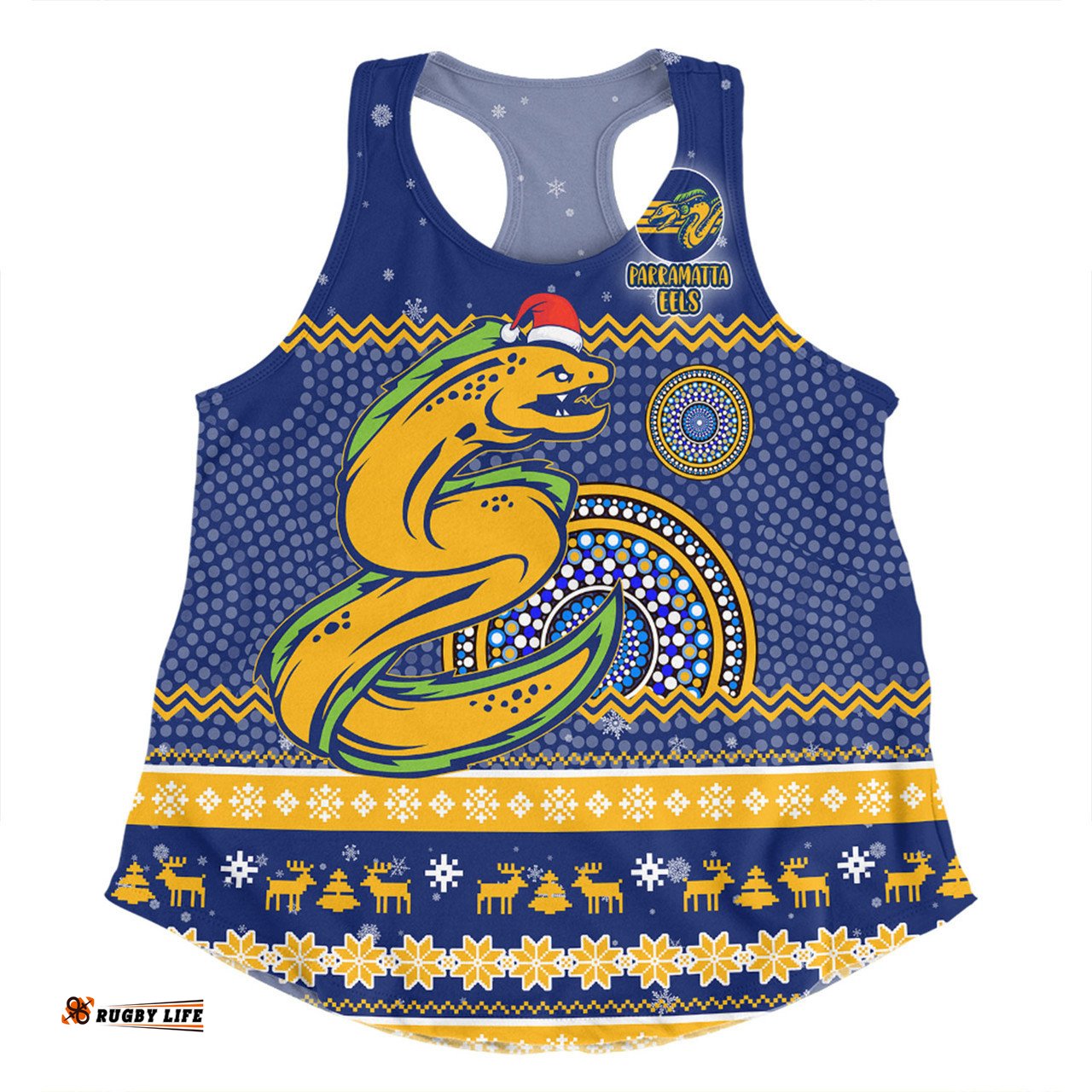 Amazing Aussie Parramatta Eels Christmas Custom Ugly Xmas And Aboriginal Patterns For Die Hard Fan Women Tank Top