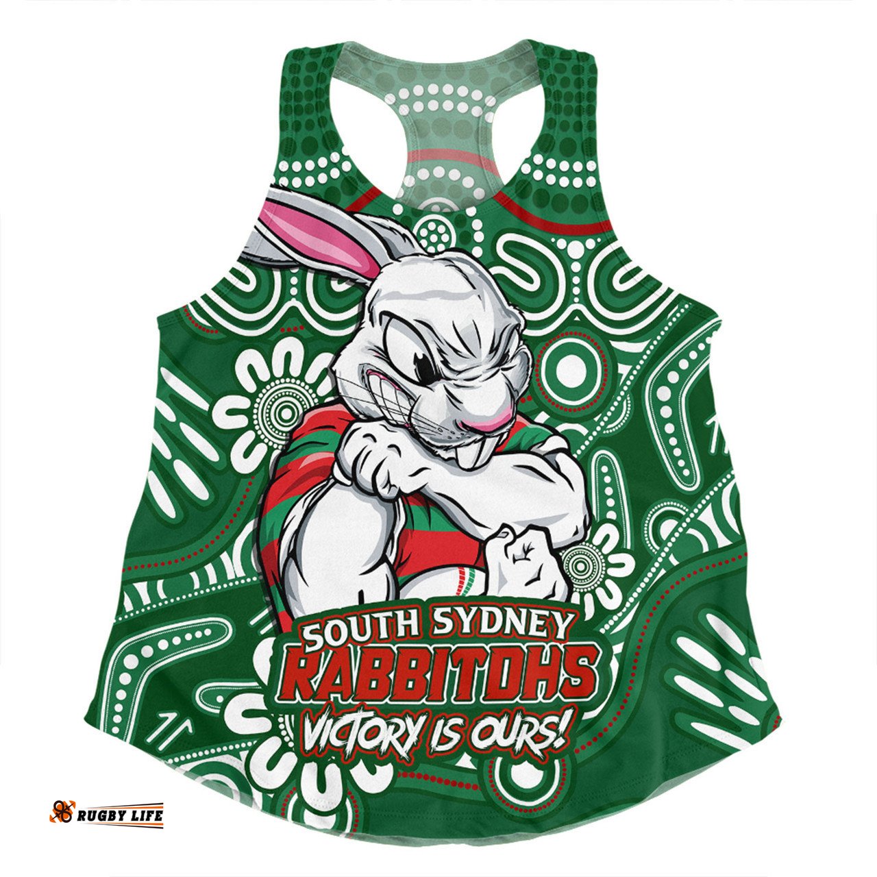 Amazing Aussie South Sydney Rabbitohs Aboriginal Inspired Tough Fan Rugby For Life Women Tank Top