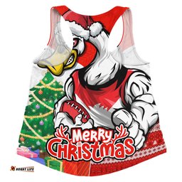 Amazing Aussie Sydney Swans Santa Scoring Touchdown On Christmas Game Day Women Tank Top