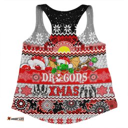 Amazing Aussie St. George Illawarra Dragons Christmas Aboriginal Custom Indigenous Knitted Ugly Xmas Style Women Tank Top