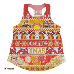 Amazing Aussie Redcliffe Dolphins Christmas Aboriginal Custom Indigenous Knitted Ugly Xmas Style Women Tank Top