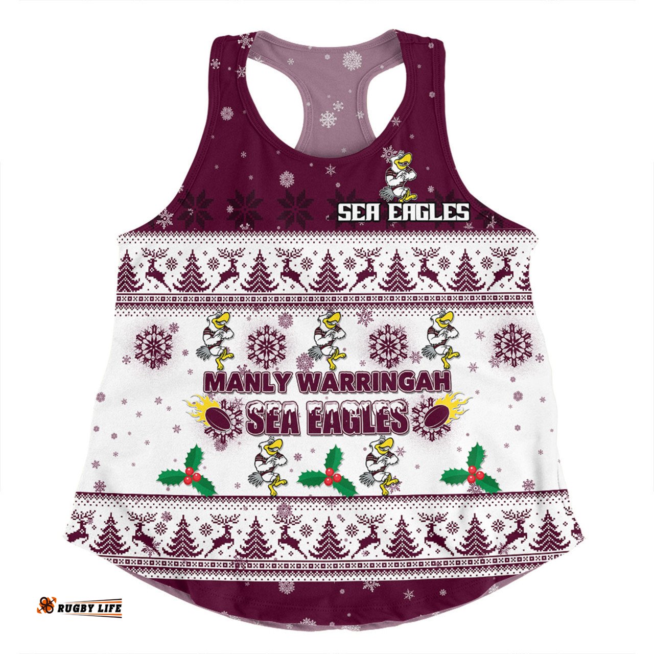 Amazing Aussie Manly Warringah Sea Eagles Christmas Custom Special Ugly Christmas Women Tank Top